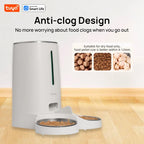 Smart WiFi Automatic Cat Feeder for 2 Cats – 4L Capacity with App Control, Dual Stainless Steel Bowls & Low Food Alerts
