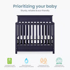 Harbor 4-in-1 Convertible Mini Crib – Navy