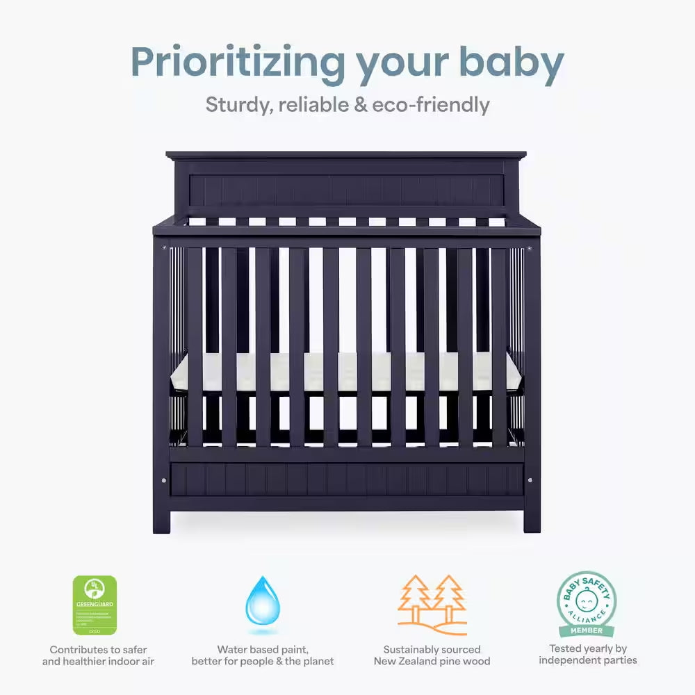 Harbor 4-in-1 Convertible Mini Crib – Navy