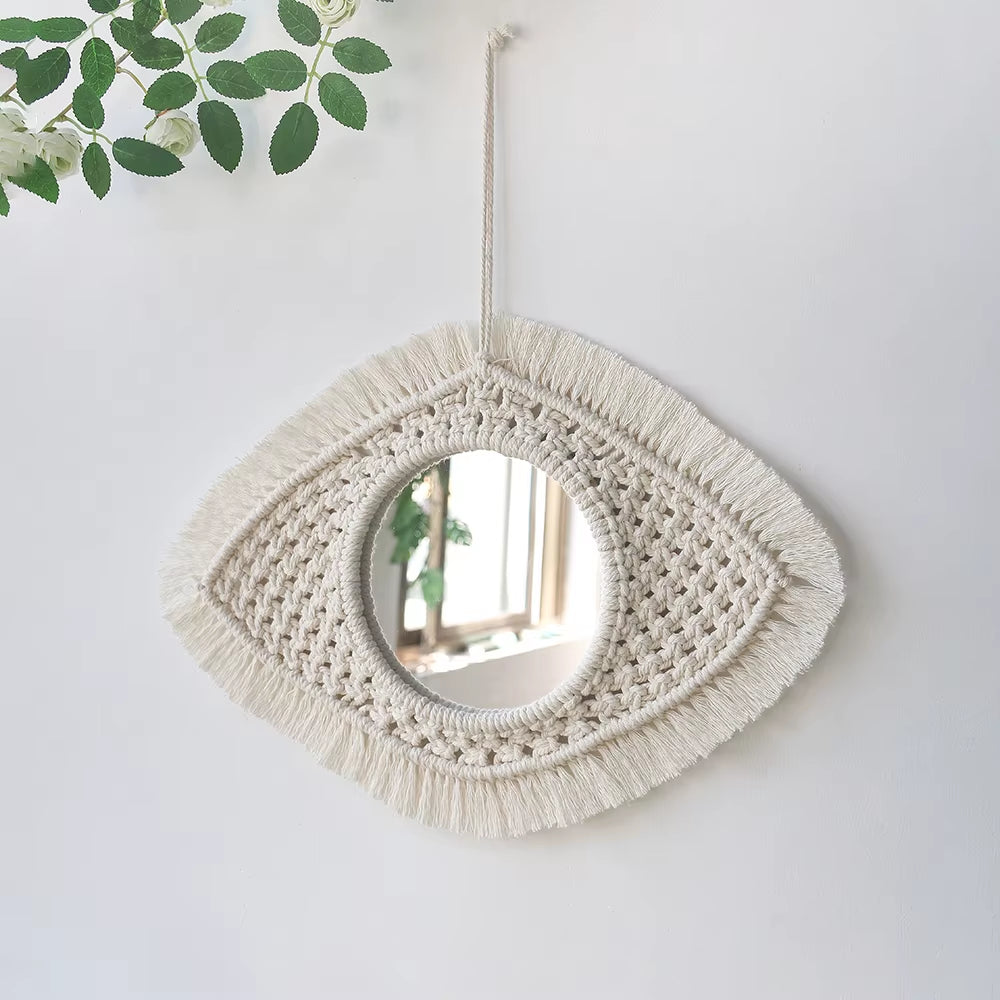 Boho Macrame Round Wall Mirror