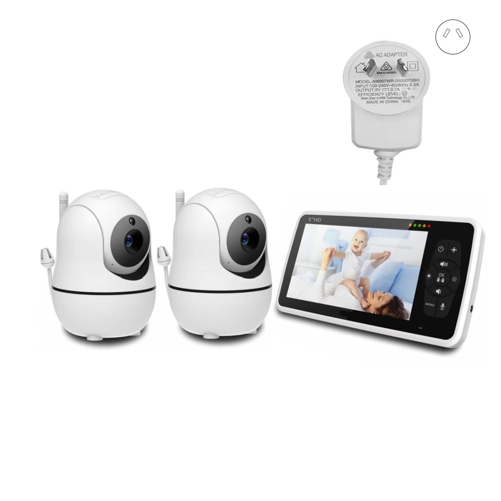 5” Baby Monitor – 2 Cameras, 1000ft Range, Night Vision, 2-Way Audio & Temp Sensor
