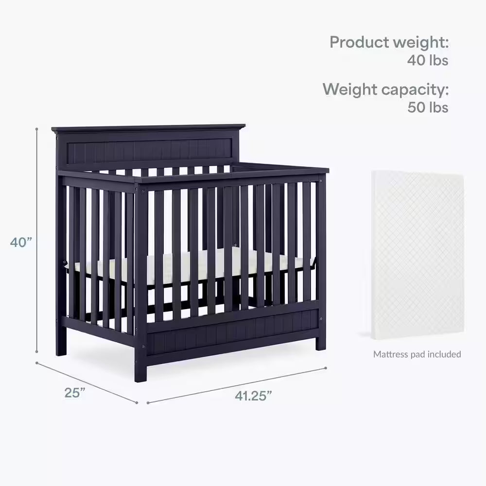 Harbor 4-in-1 Convertible Mini Crib – Navy