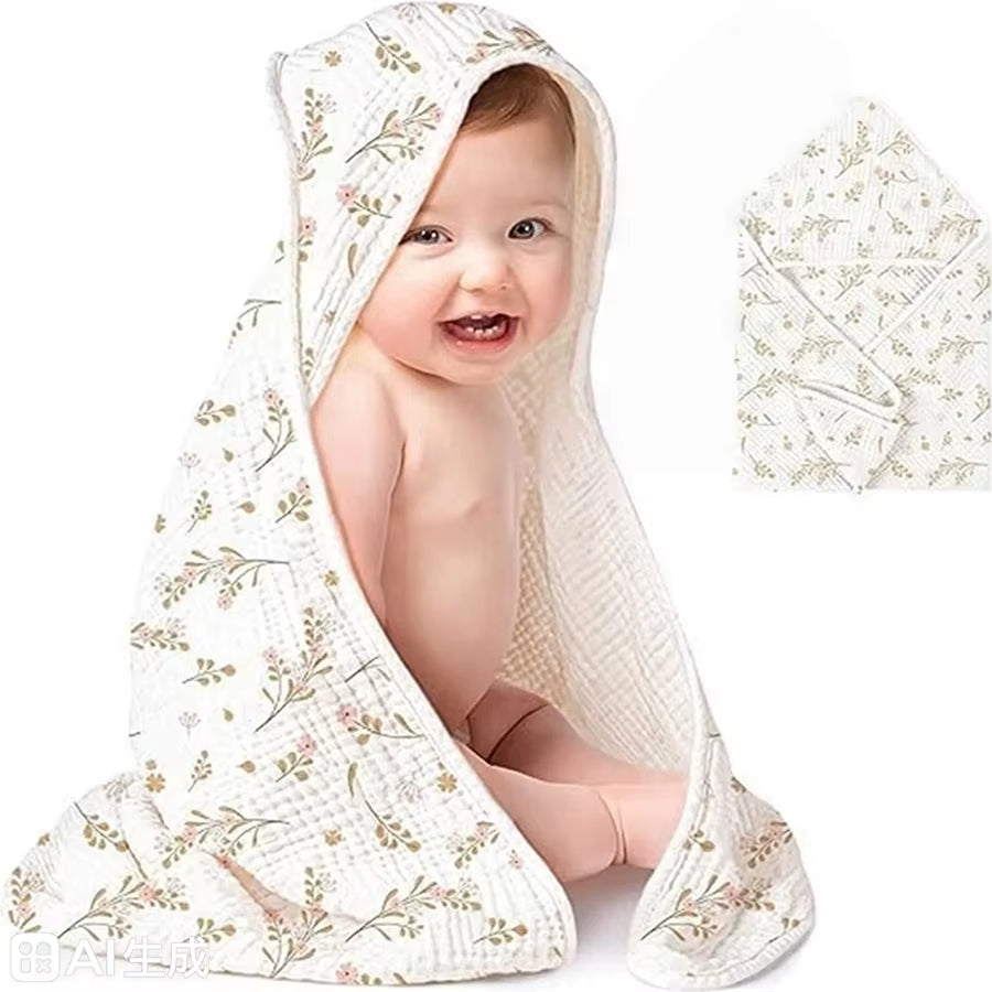 Muslin Hooded Baby Towel – Ultra-Soft, Lightweight & Absorbent (30x30”)