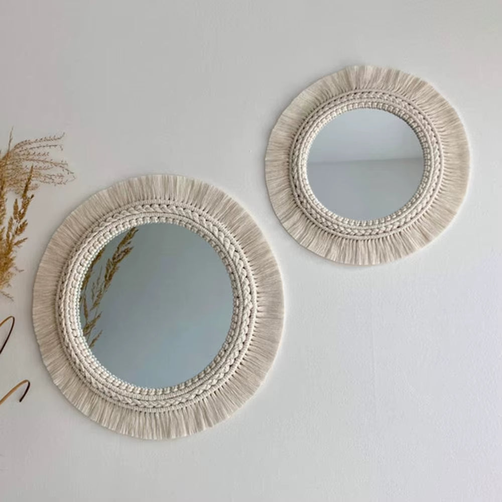 Boho Macrame Round Wall Mirror