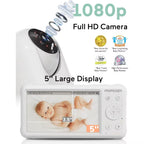 5” Baby Monitor – 2 Cameras, 1080P Split Screen, Audio, No WiFi, 5000mAh Battery