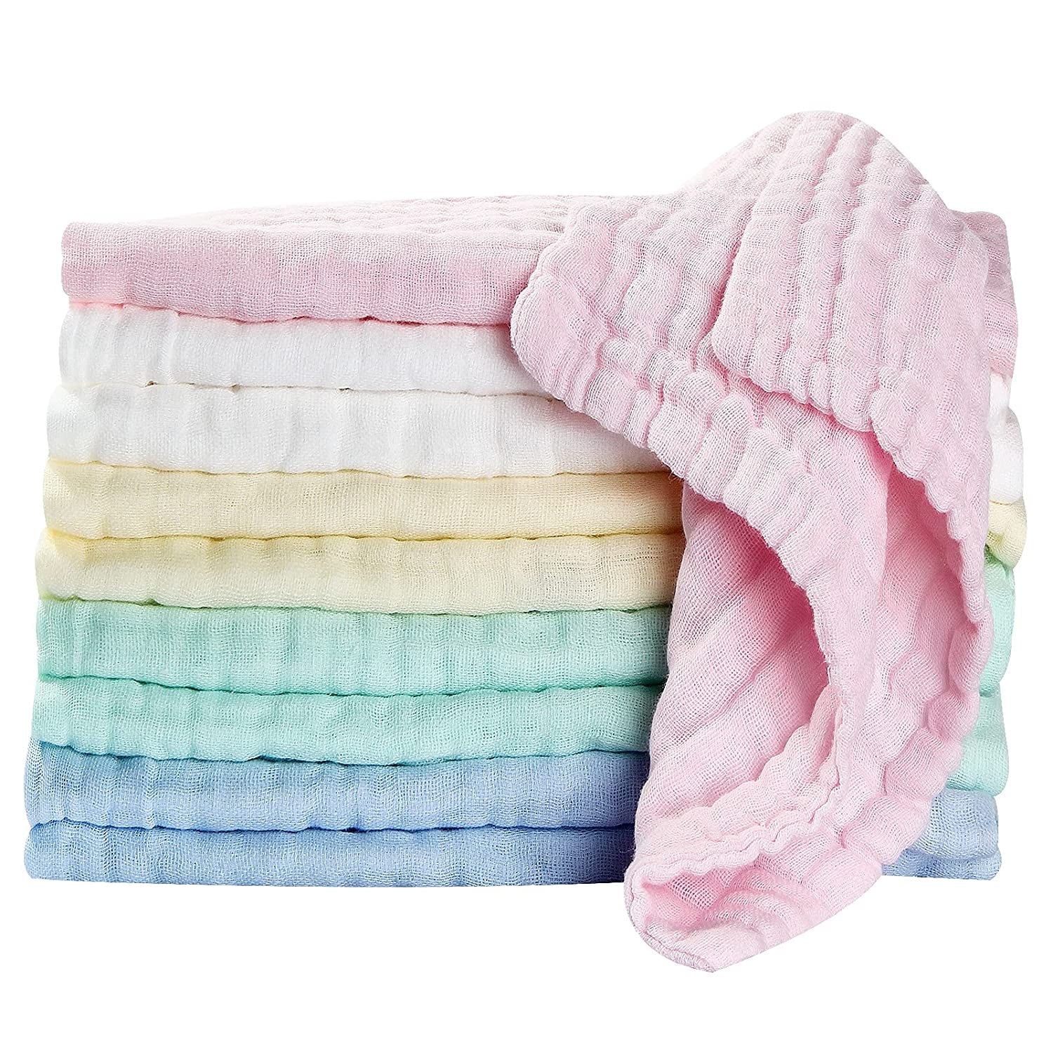 10-Pack Muslin Baby Washcloths – Ultra-Soft for Sensitive Skin