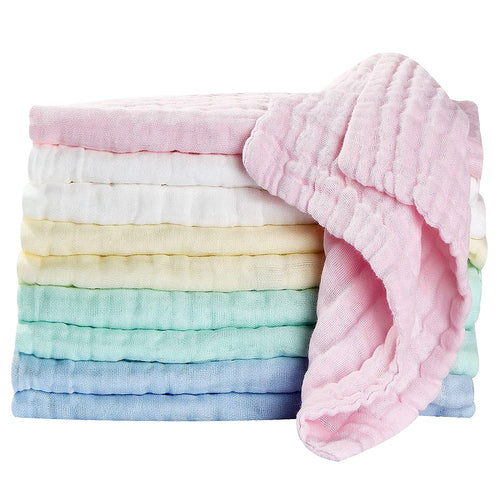10-Pack Muslin Baby Washcloths – Ultra-Soft for Sensitive Skin