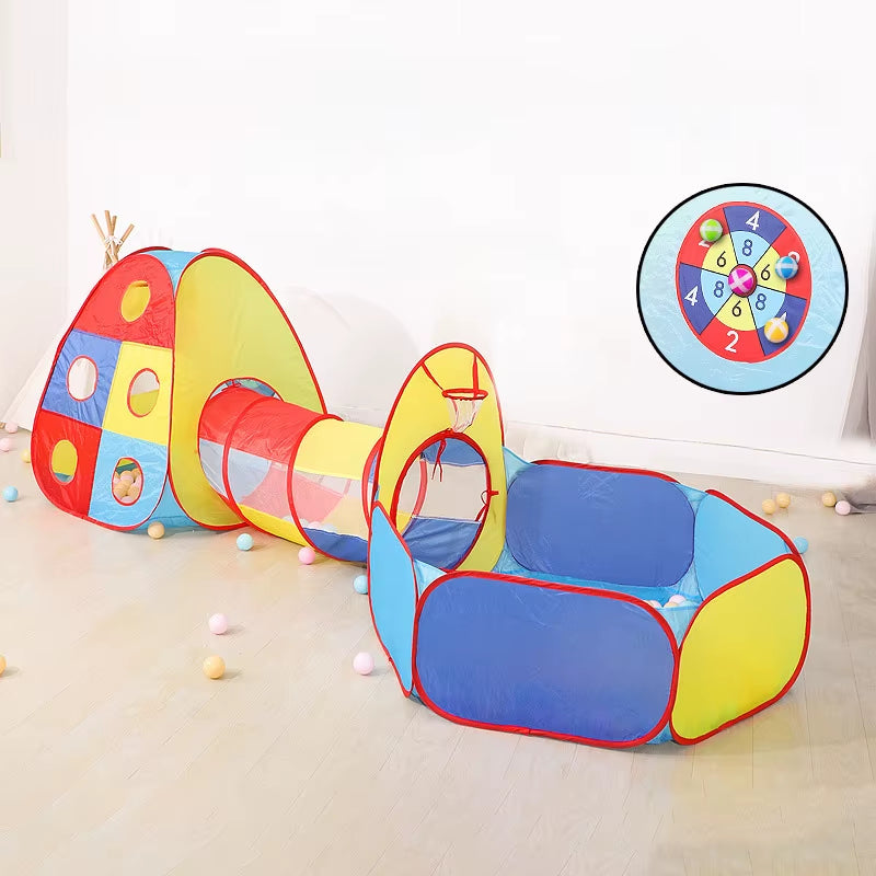 3 Pcs/Set Children'S Tent Tipi Ball Pool for Kids Portable Baby Wigwam Playhouse with Crawling Tunnel Baby Ocean Ball Pit Teepee