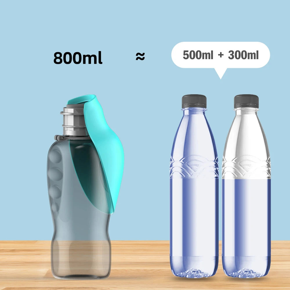 800ML Portable Dog Water Bottle for Large Breeds – Leakproof, Foldable Travel Bowl for Outdoor Adventures