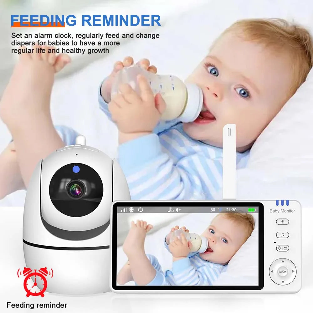 5” Video Baby Monitor – PTZ Camera, Zoom, Night Vision, Temp Sensor & Lullabies