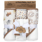 6-Piece Hooded Baby Towel & Washcloth Set – Soft, Cozy & Adorably Fun