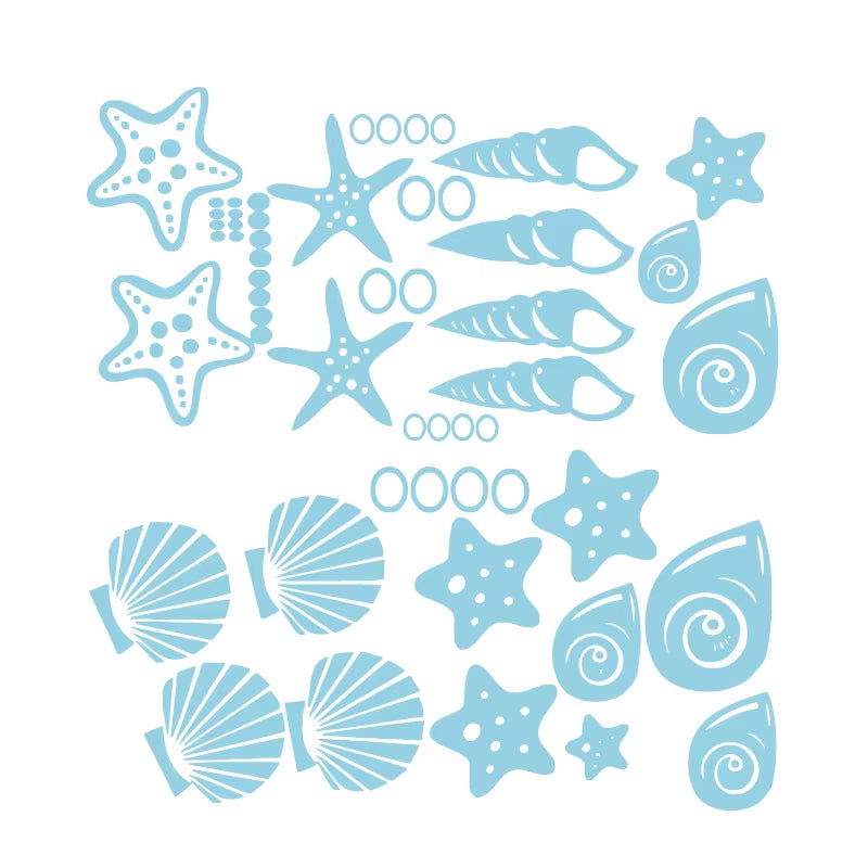 Beach Themed Room Decor - Set of 30 Fancy Sea Beach Shell Wall Decals , Vinyl Sea Shell Wall Stickers 