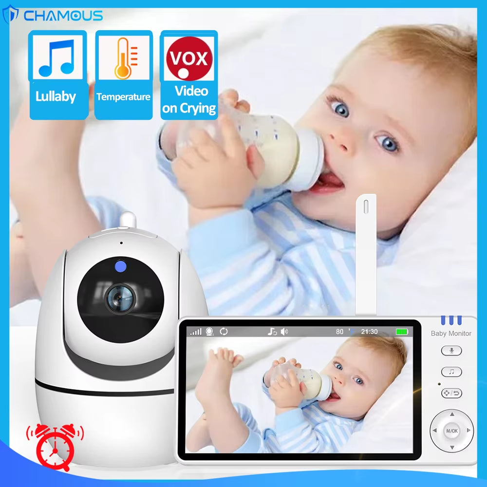 5” Video Baby Monitor – Camera & Audio, 2-Way Talk, Temp Display, 22Hr Battery