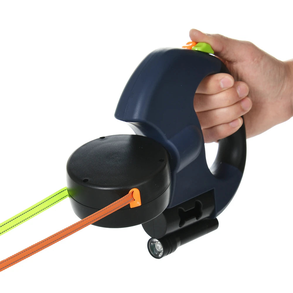 3M Retractable Dual Dog Leash with LED Light – Tangle-Free, 360° Swivel for Small Dogs