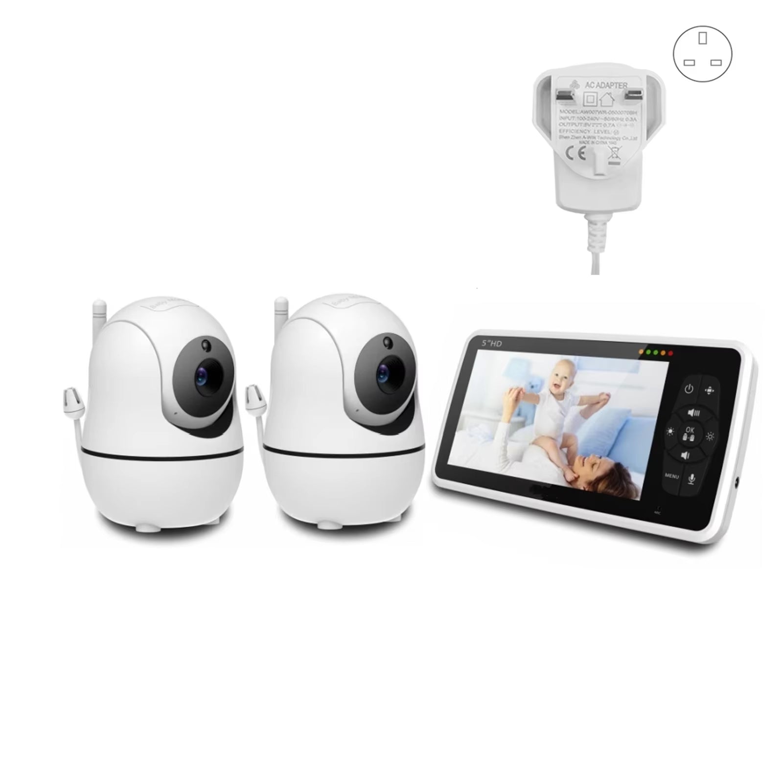 5” Baby Monitor – 2 Cameras, 1000ft Range, Night Vision, 2-Way Audio & Temp Sensor