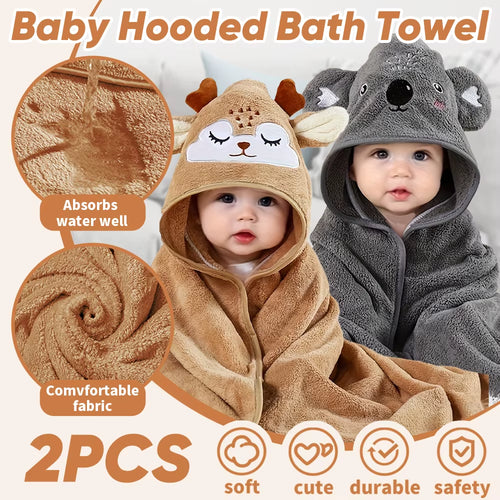 2-Pack Hooded Baby Towels – Soft, Cozy & Grow-With-Me Size (32x32”)