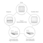 Petal Mini 4-in-1 Convertible Crib – White with Bonus Mattress