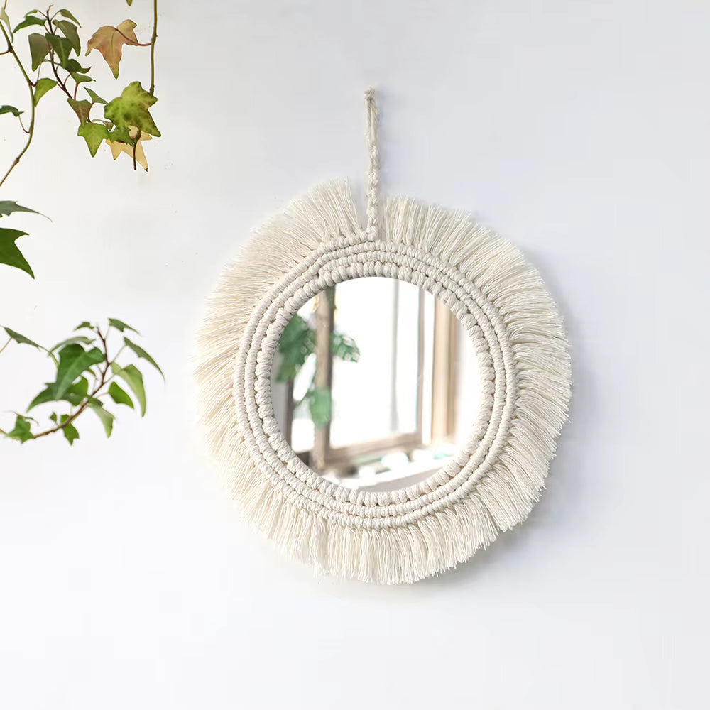 Boho Macrame Round Wall Mirror