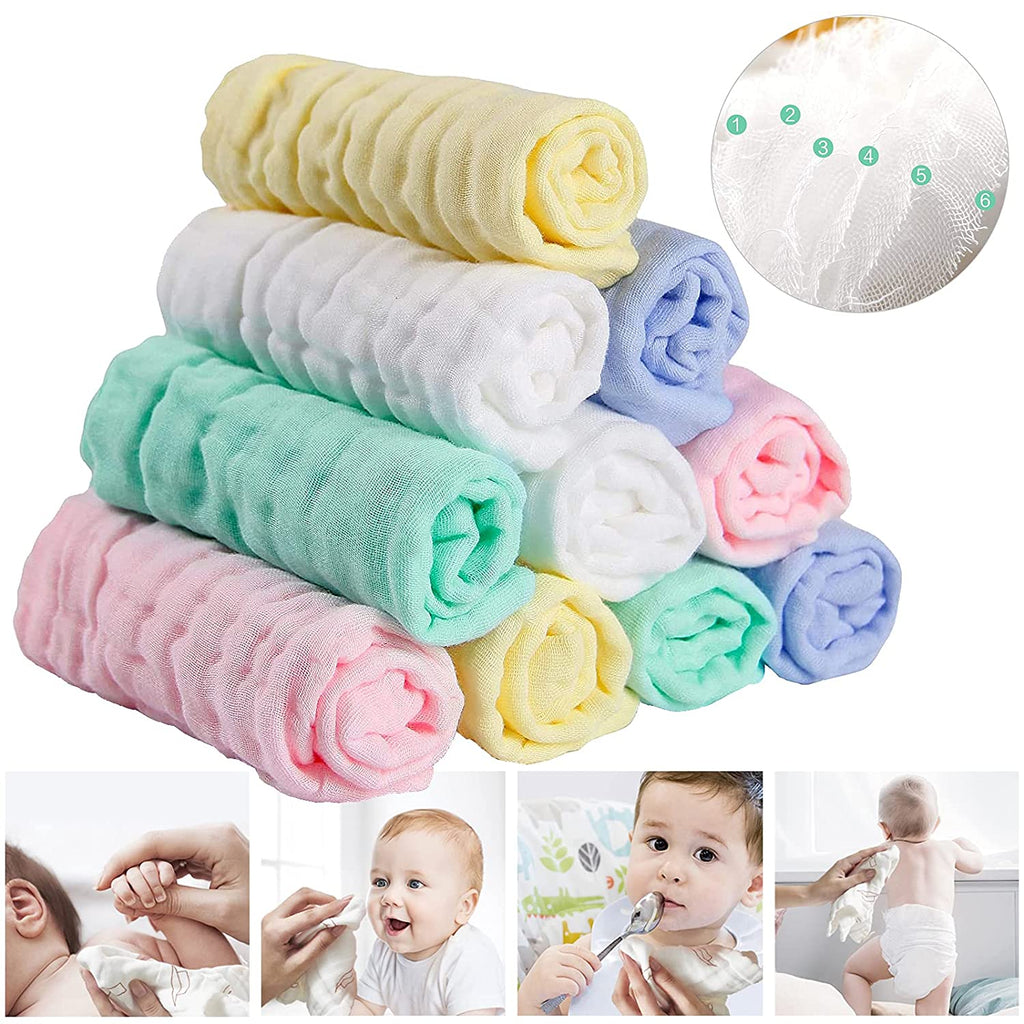 10-Pack Muslin Baby Washcloths – Ultra-Soft for Sensitive Skin