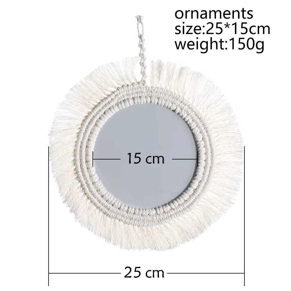Boho Macrame Round Wall Mirror