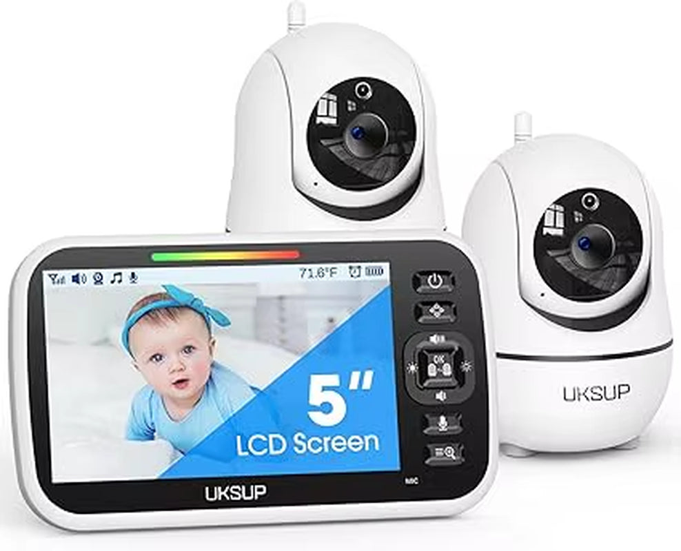 SM663V2 Baby Monitor with 2 Cameras - 5" Display Video Baby Monitor with Remote Pan & Tilt, 2X Zoom,Auto Night Vision, 2 Way Tal