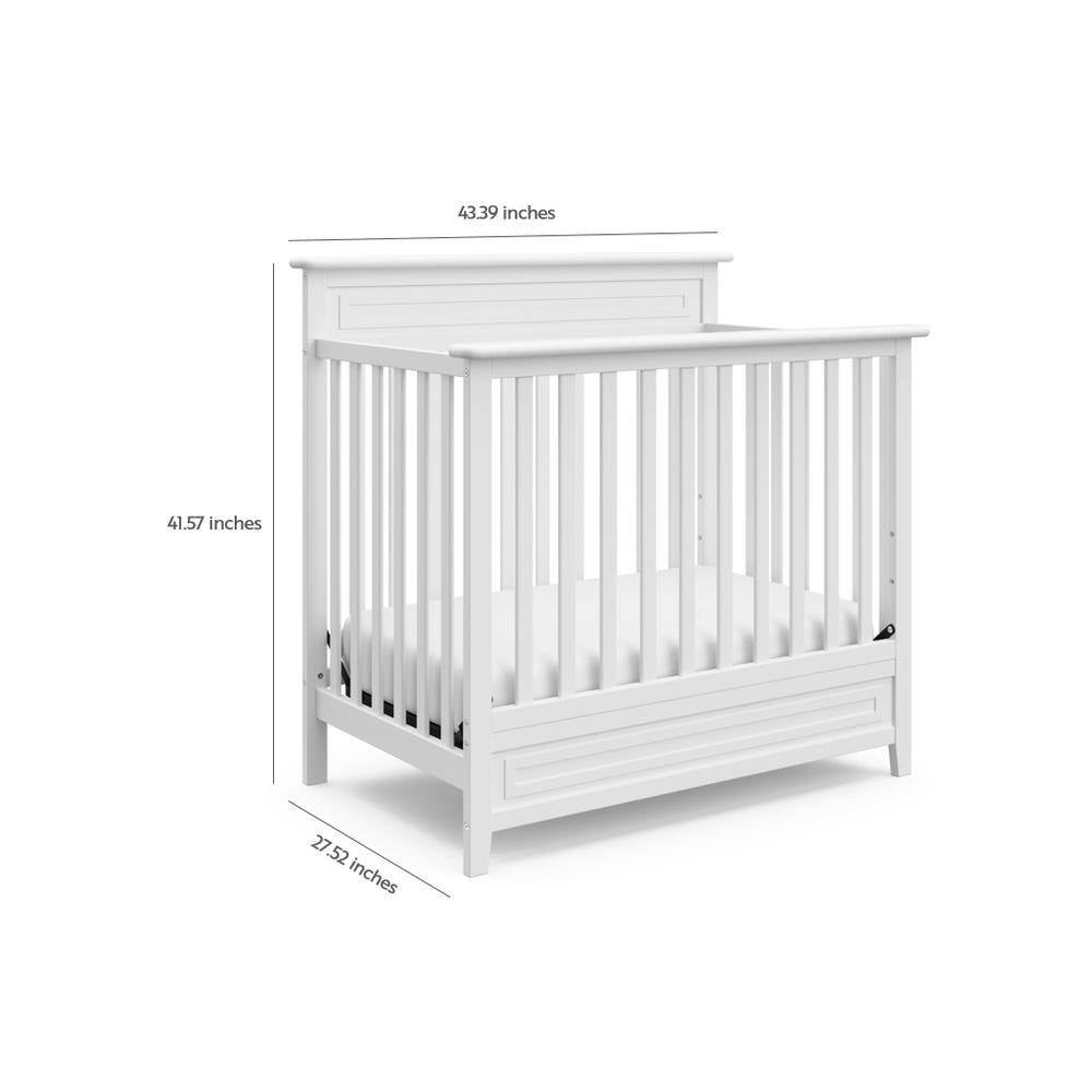 Petal Mini 4-in-1 Convertible Crib – White with Bonus Mattress