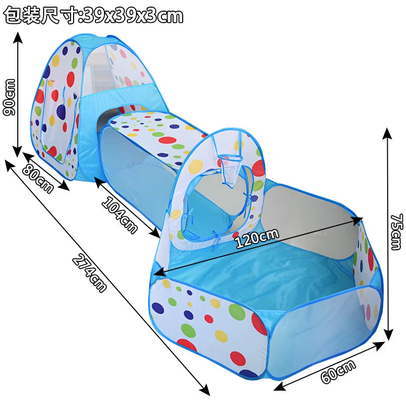 3 Pcs/Set Children'S Tent Tipi Ball Pool for Kids Portable Baby Wigwam Playhouse with Crawling Tunnel Baby Ocean Ball Pit Teepee