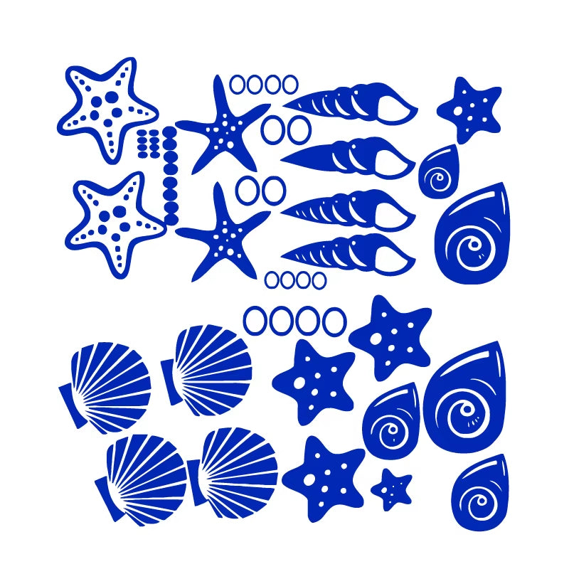 Beach Themed Room Decor - Set of 30 Fancy Sea Beach Shell Wall Decals , Vinyl Sea Shell Wall Stickers 