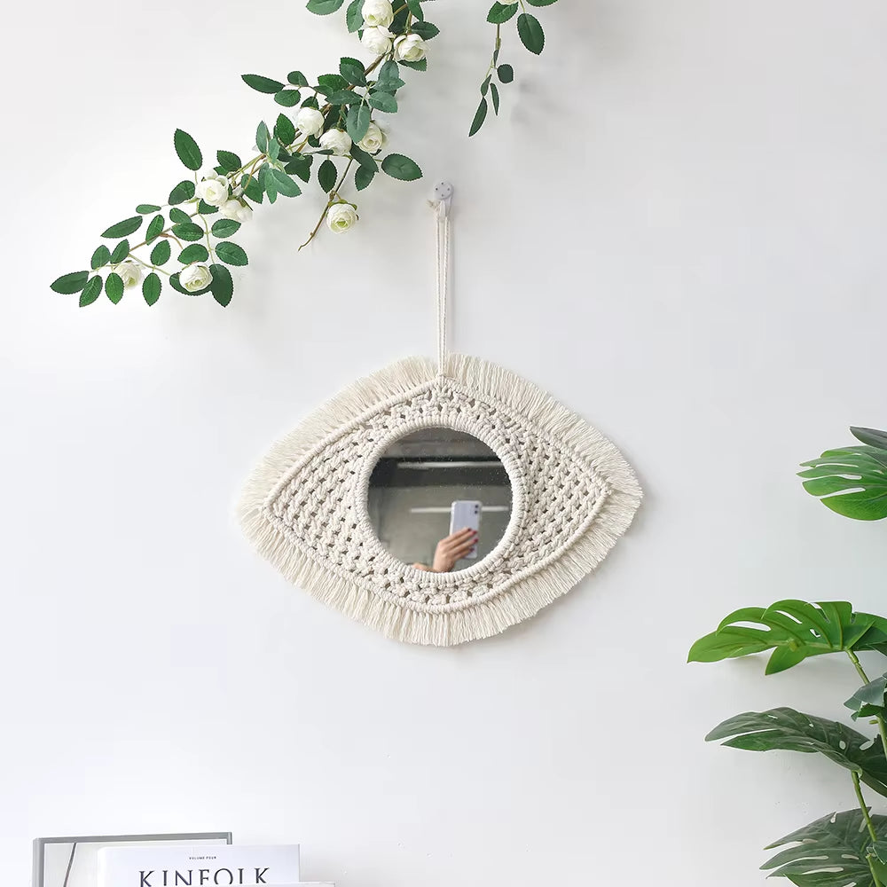 Boho Macrame Round Wall Mirror