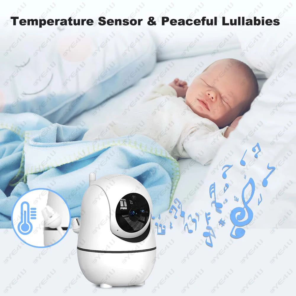 5” Video Baby Monitor – PTZ Camera, Zoom, Night Vision, Temp Sensor & Lullabies