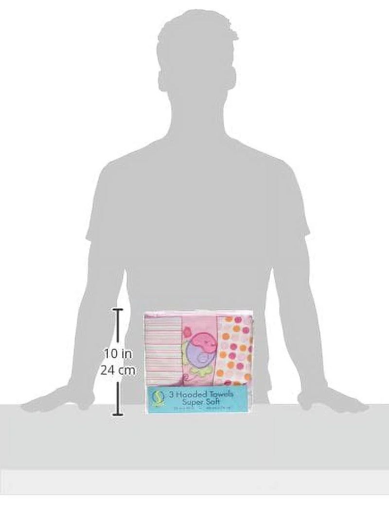Baby 3 Pack Terry Bath Hooded Towels, Pink