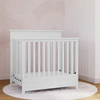 Petal Mini 4-in-1 Convertible Crib – White with Bonus Mattress