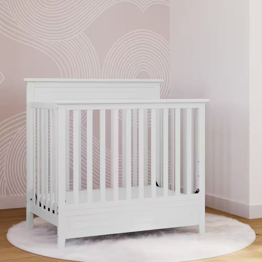 Petal Mini 4-in-1 Convertible Crib – White with Bonus Mattress