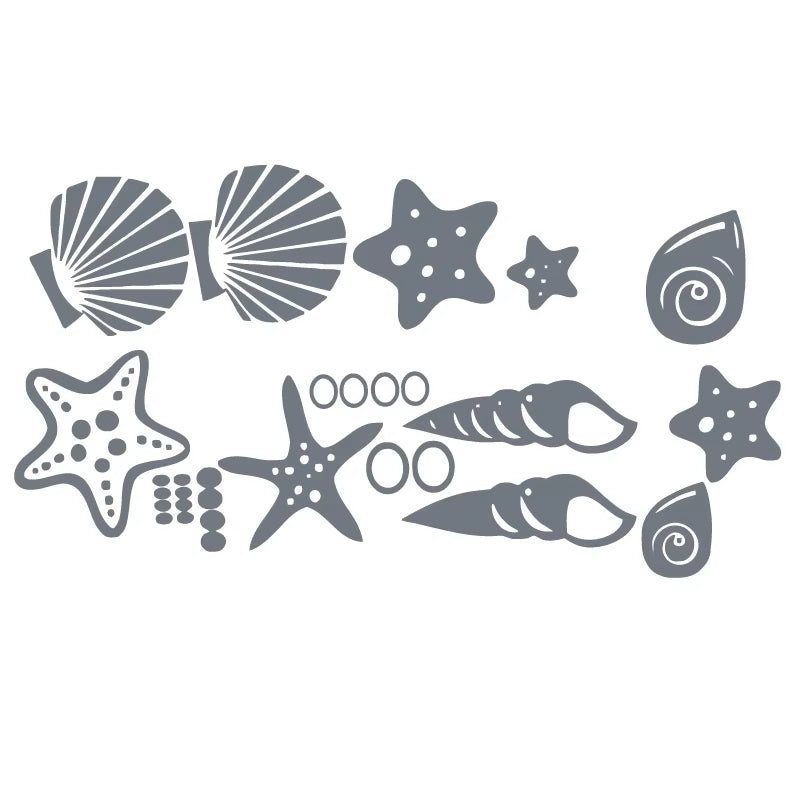Beach Themed Room Decor - Set of 30 Fancy Sea Beach Shell Wall Decals , Vinyl Sea Shell Wall Stickers 