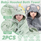 2-Pack Hooded Baby Towels – Soft, Cozy & Grow-With-Me Size (32x32”)