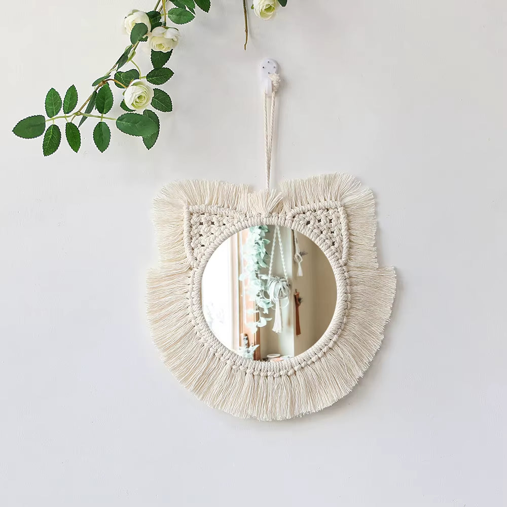 Boho Macrame Round Wall Mirror