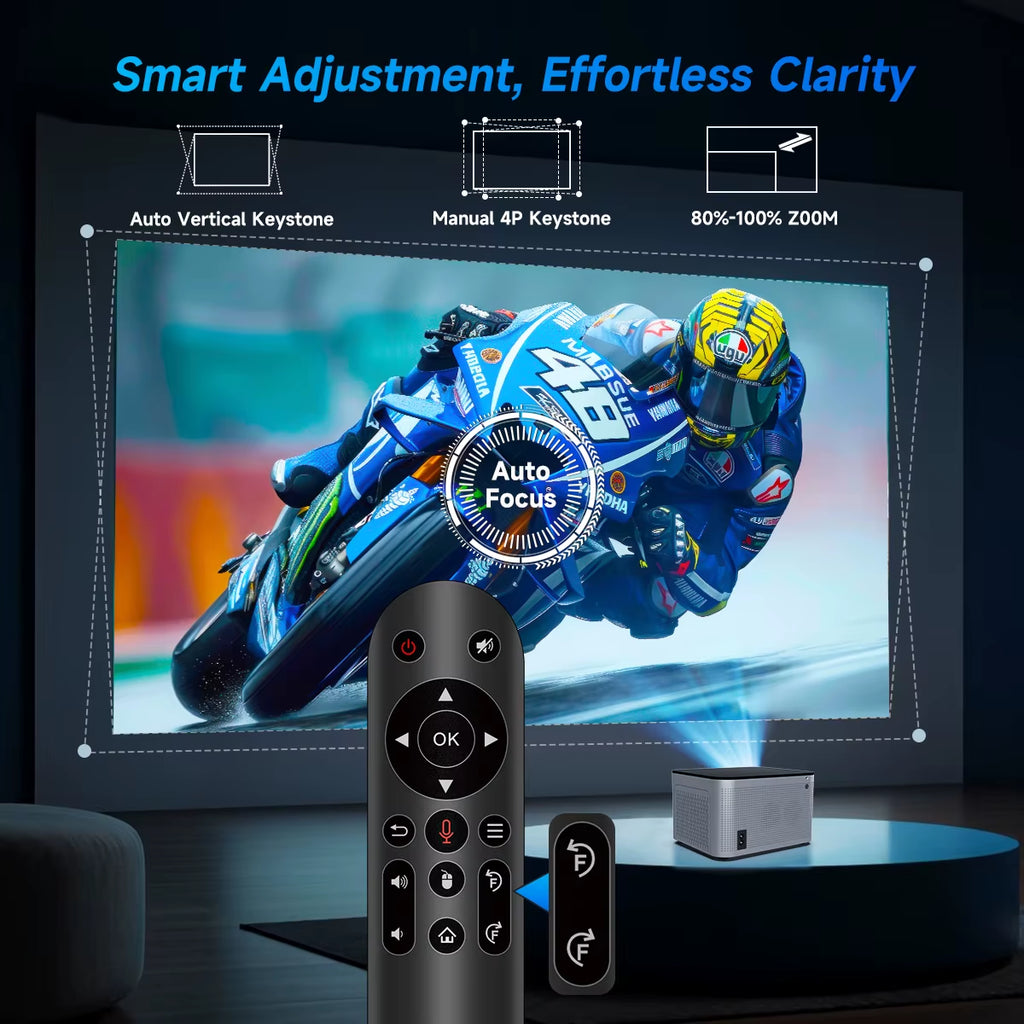 4K Android 11 Smart Projector – 580ANSI, Full HD 1080P, WiFi6, BT5.0, Voice Control Home Theater