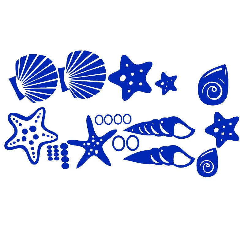 Beach Themed Room Decor - Set of 30 Fancy Sea Beach Shell Wall Decals , Vinyl Sea Shell Wall Stickers 
