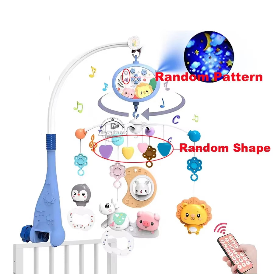 Musical Crib Mobile – Lights, Projection & Remote Control for Soothing Sleep