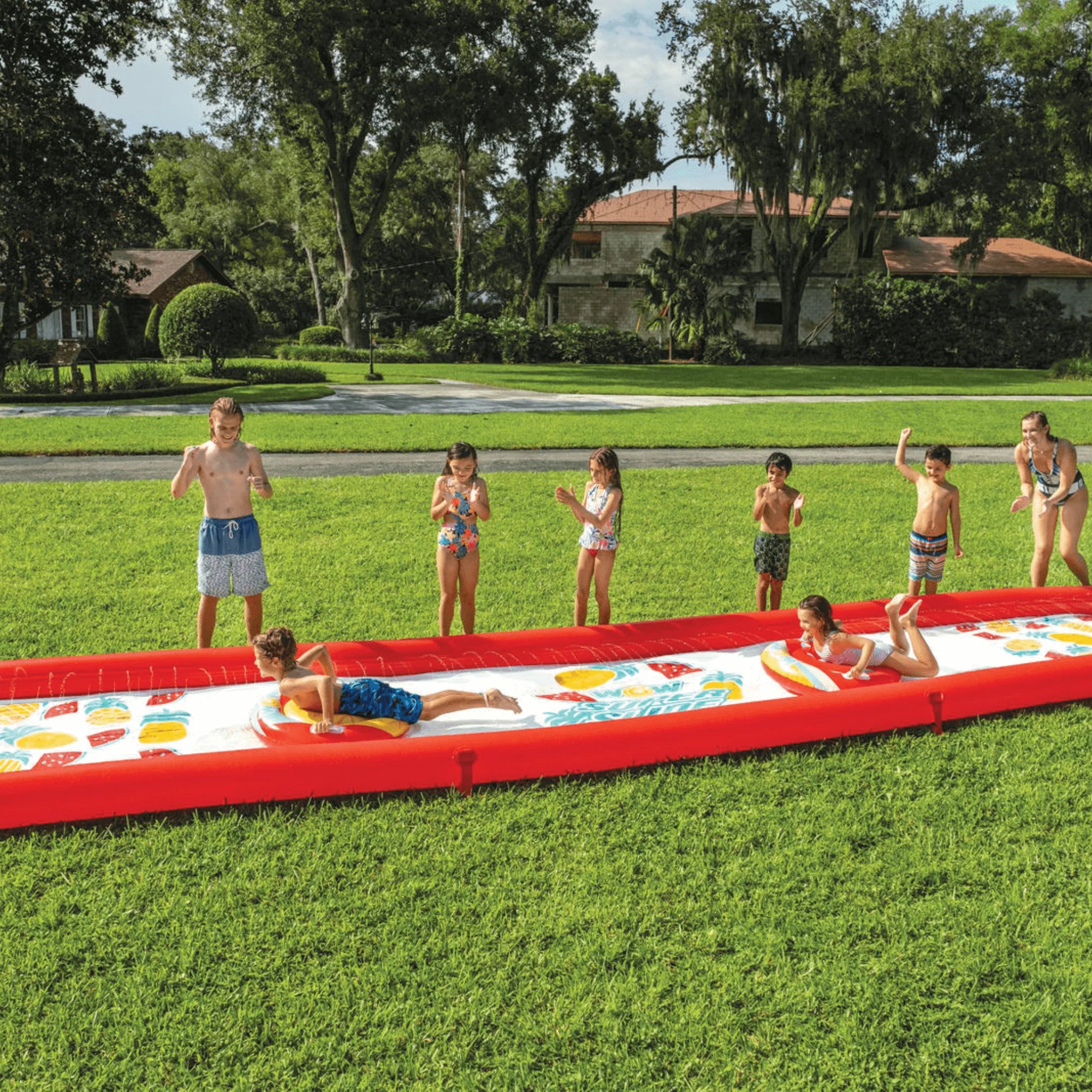 WOW Watersports Pineapple Super Backyard Lawn Slide with High Side Walls and Sprayers