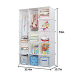 Baby Wardrobe, Modular Kids Dresser,Children Nursery Closet Organizer, 15 Cubes with Hanging Rods,Bedroom,Boys and Girls Storage