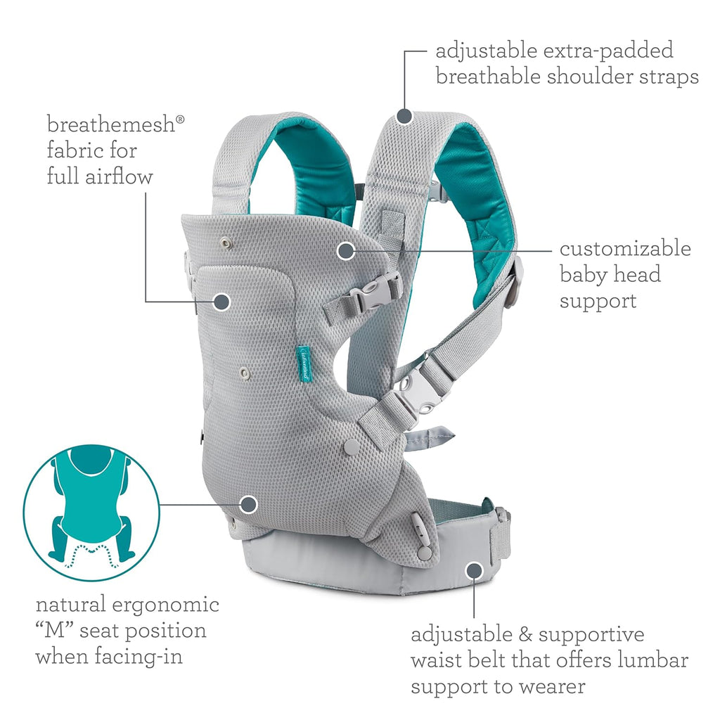Flip 4-In-1 Light & Airy Convertible Baby Carrier, Adjustable, Ergonomic Babywearing, Registry Essential, Baby Carrier for Newborn to Toddler