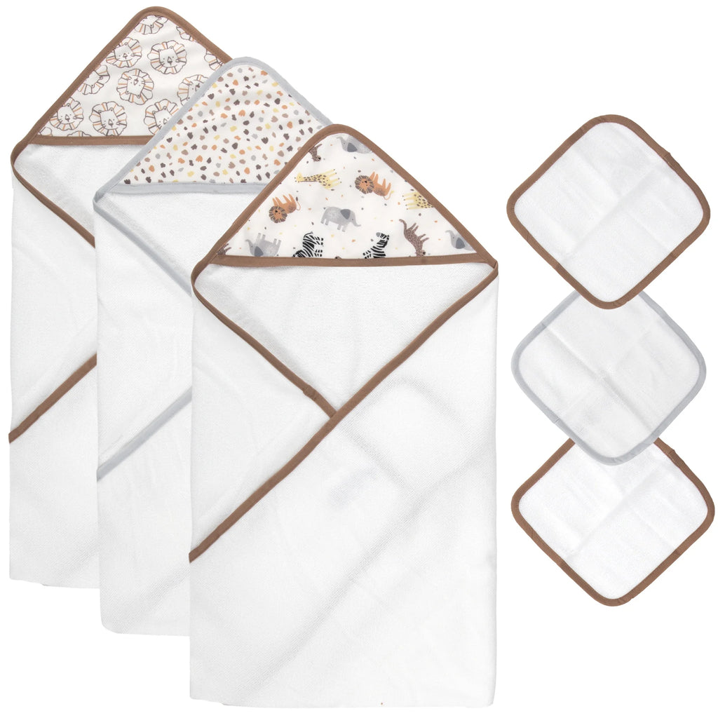 6-Piece Hooded Baby Towel & Washcloth Set – Soft, Cozy & Adorably Fun