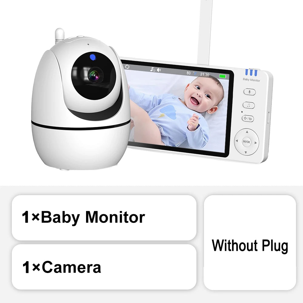 5” Video Baby Monitor – PTZ Camera, Zoom, Night Vision, Temp Sensor & Lullabies