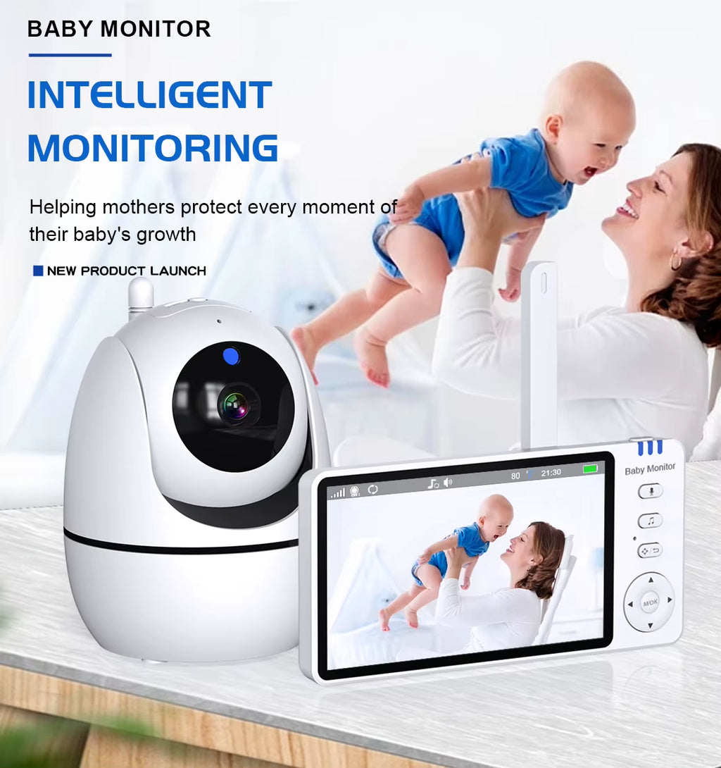 5” Video Baby Monitor – Camera & Audio, 2-Way Talk, Temp Display, 22Hr Battery