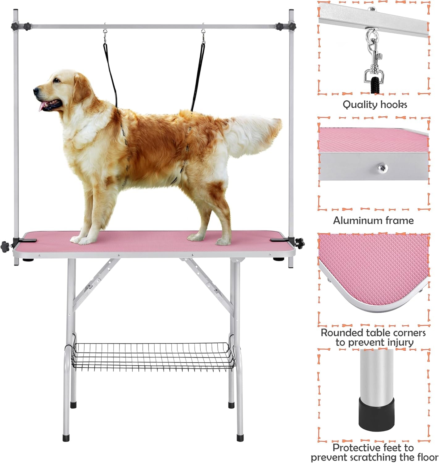 46” Adjustable Pet Grooming Table for Large Dogs – Sturdy, Portable & Easy to Use