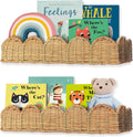 Set of 2 Rattan Scalloped Book Shelves for Kids - Wall Mounted Nursery Decor