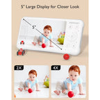 5” Baby Monitor – 2 Cameras, 1080P Split Screen, Audio, No WiFi, 5000mAh Battery