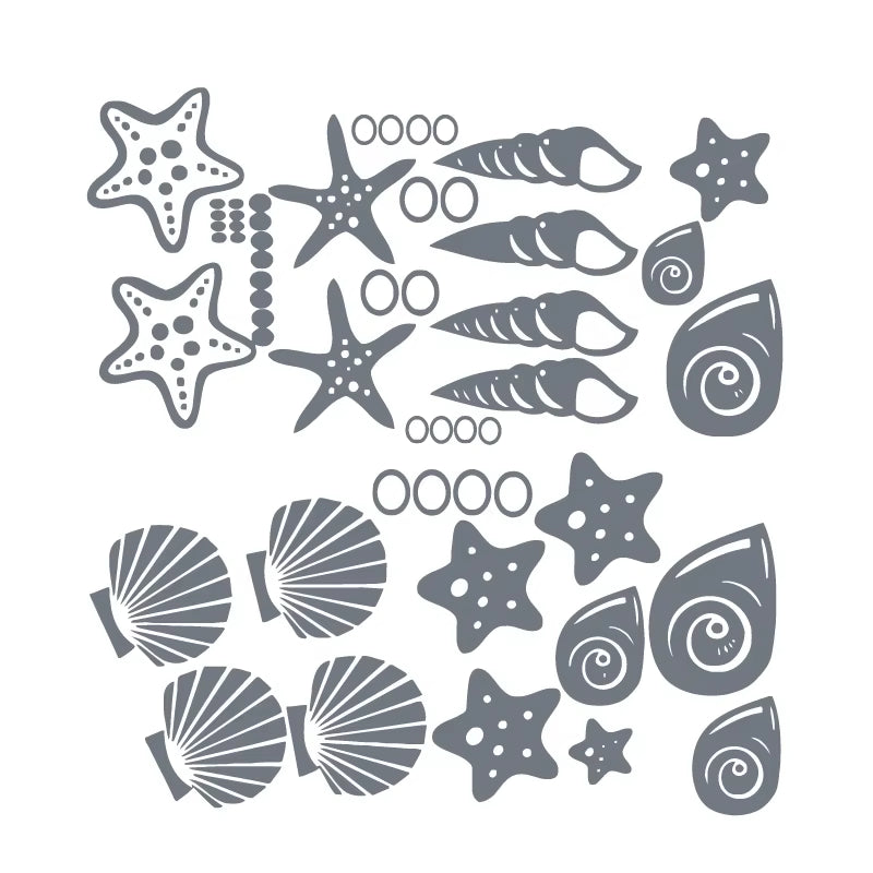 Beach Themed Room Decor - Set of 30 Fancy Sea Beach Shell Wall Decals , Vinyl Sea Shell Wall Stickers 