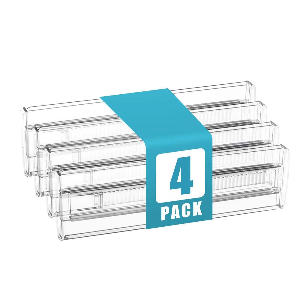 Drawer Dividers 4/6/8/12 Pack, Plastic Drawer Dividers for Baby Clothes, Kitchen Cutlery and Office Storage, Easy to Install